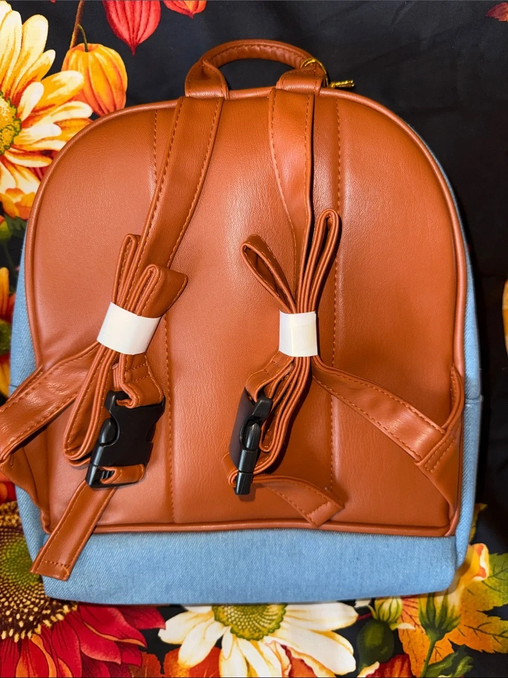 bebe Light Blue denim Mini Backpack with Front Pocket